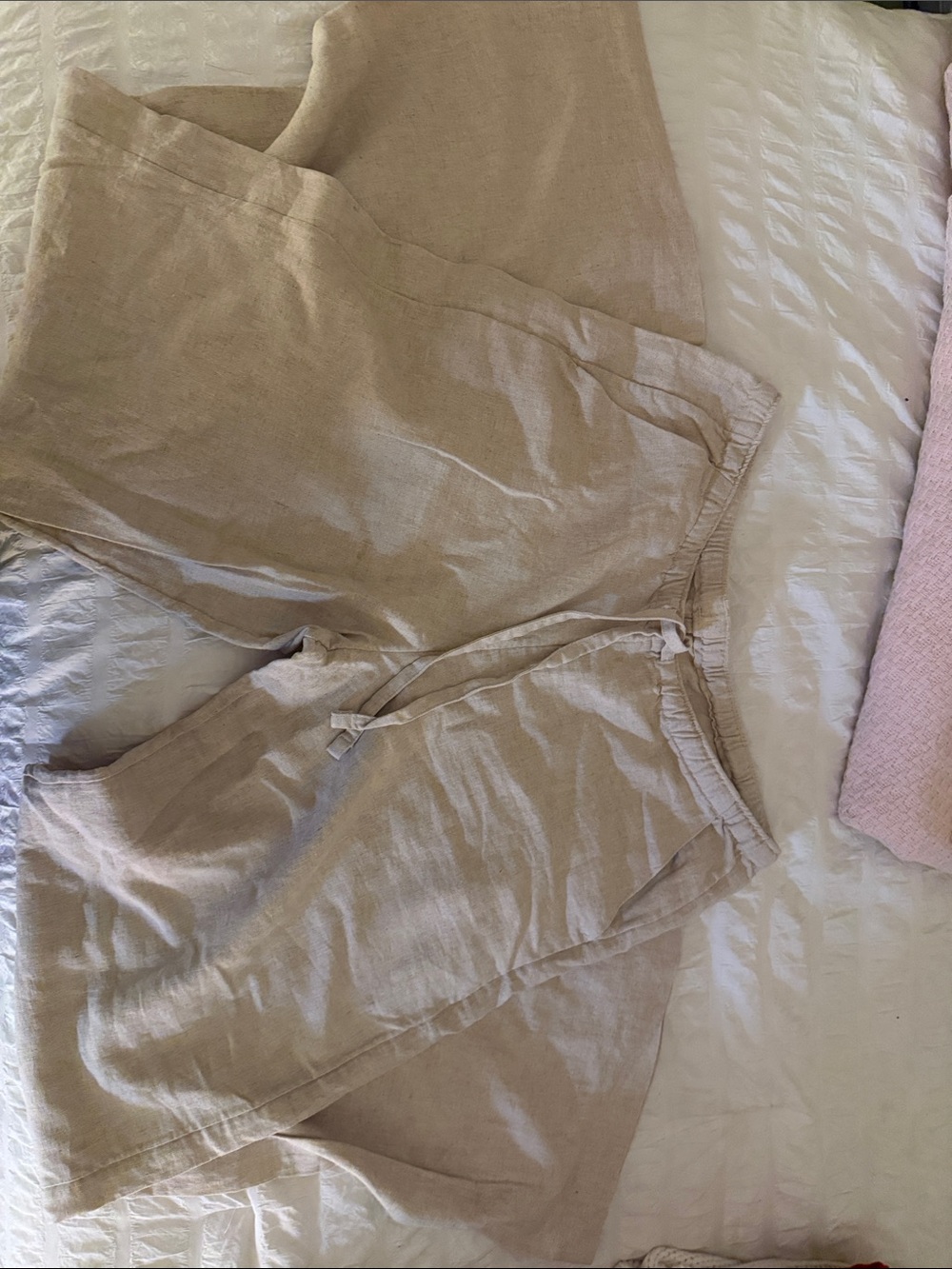 Hollister Light Beige Linen Drawstring Pants